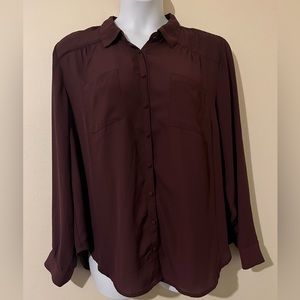 Torrid Burgundy button up top. Torrid size 2 (18/20).